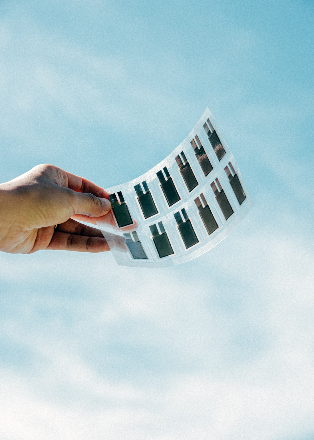 Ho says devices using Imprint Energy’s batteries could appear by 2018. The company is working with manufacturers to screen-print batteries on sheets like this one.