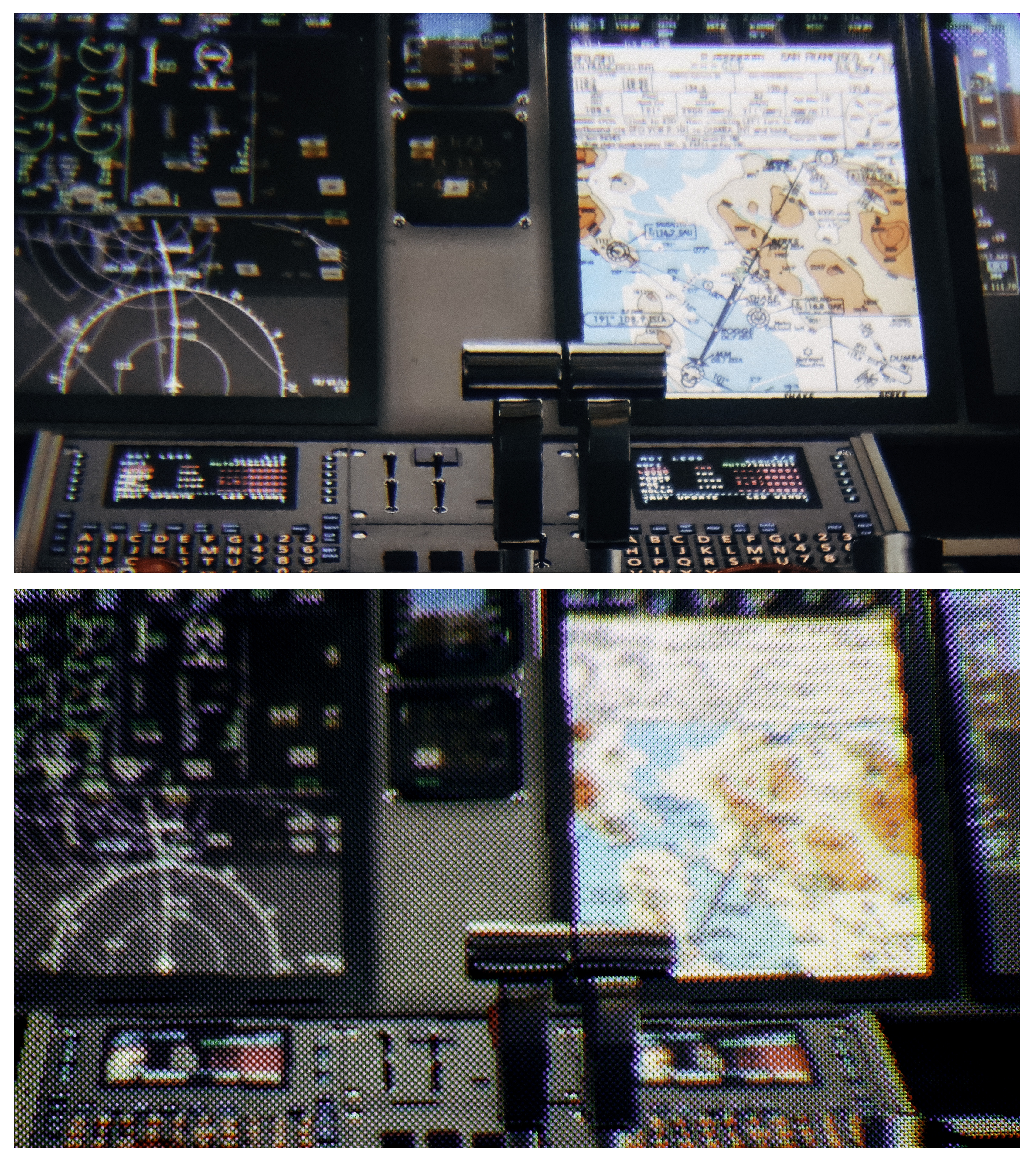 These images, shot by mixed-reality startup Varjo, show the clarity of images seen through the company’s prototype—a modified Oculus Rift headset—compared to those in a regular Rift display.
